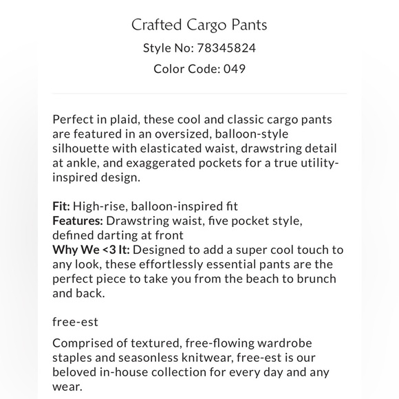 NWT Free People Crafted Cargo pants - Small - Picture 7 of 8